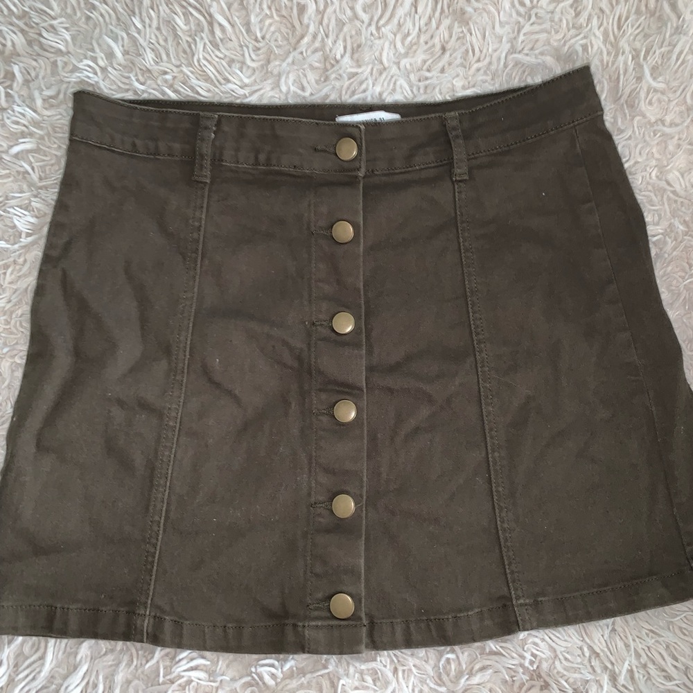 Forever21 Khaki Button Skirt